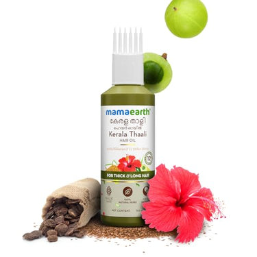 Mamaearth Kerala Thaali Hair Oil with Hibiscus, Bhringraj, Methi Dana & Amla for Thick & Long Hair - 150 ml | Stimulates Hair Growth | Nourishing Thali | 100% Natural Herbs | 12 Potent Herbs